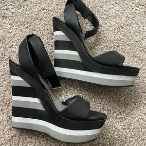 Bebe stripes wedge heels 7